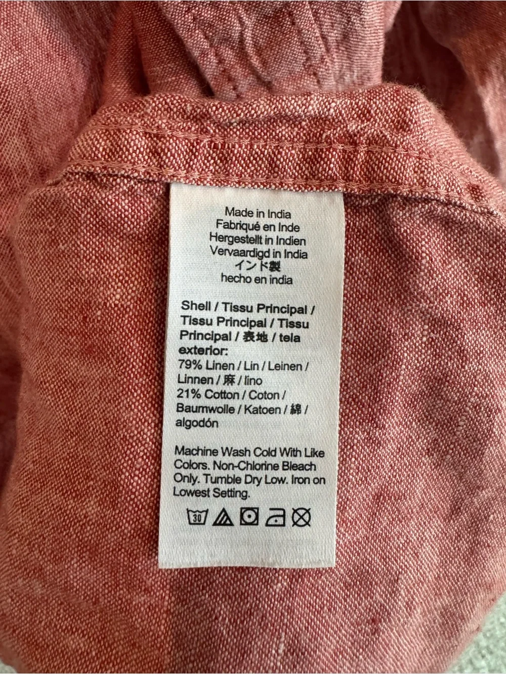 J. Crew Men’s Red Button-Down Linen Shirt - (small)
